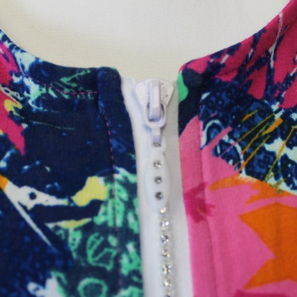 Sportelle PXL Zip Front Jacket Multicolor Floral Rhinestone Zipper Pockets - Picture 4 of 8